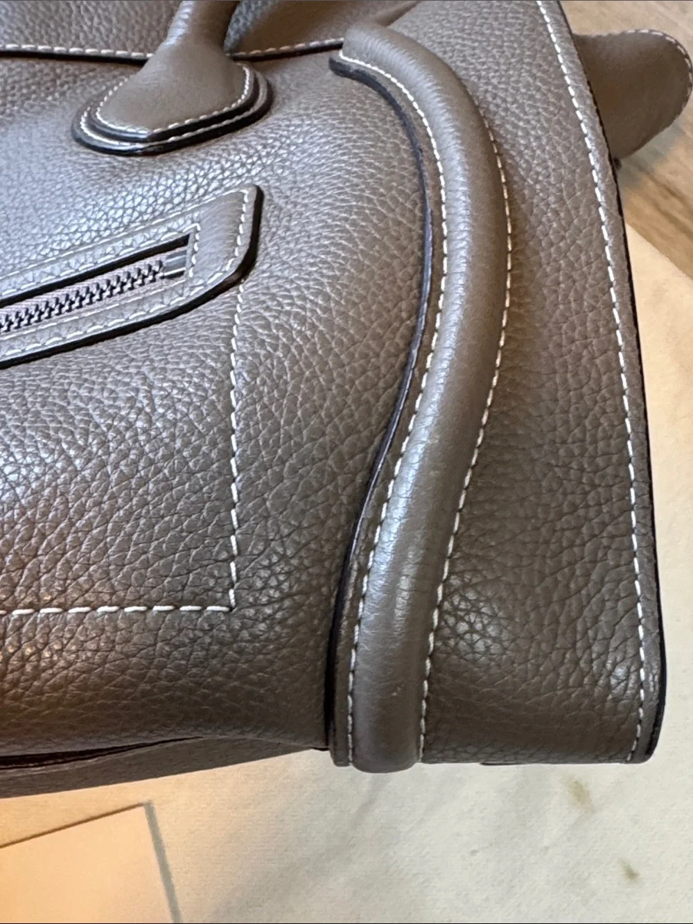 Celine Taupe Brown Souris Leather Mini Luggage Tote